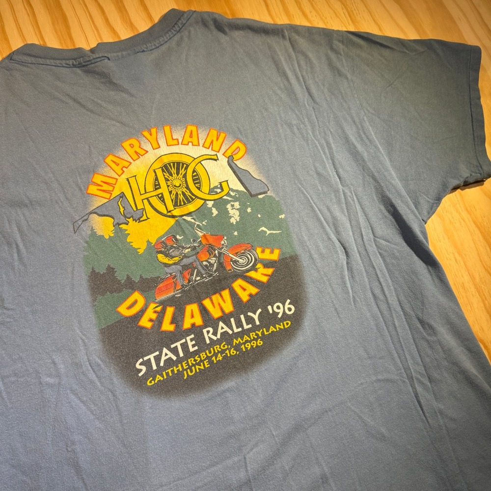 Harley-Davidson Men's HOG State Rally Graphic Tee Blue Hanes Beefy-T Size XXL